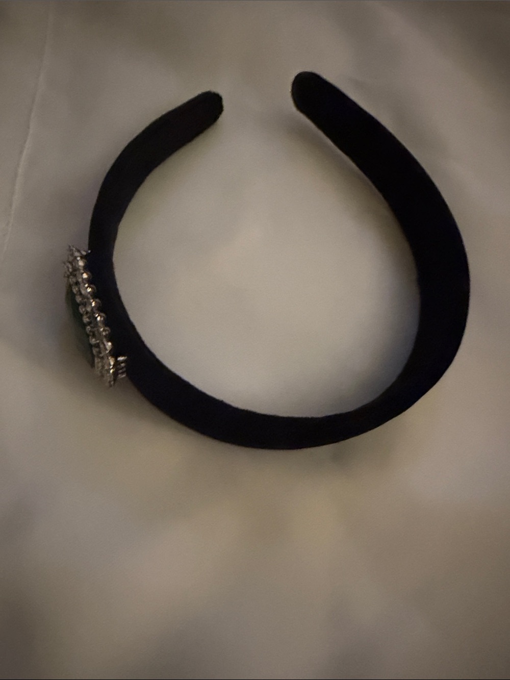 Velvet Crystal Accent Headband - Black